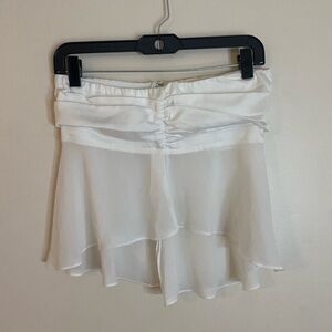 Victoria + Sophia White sheer Chifon strapless crop top